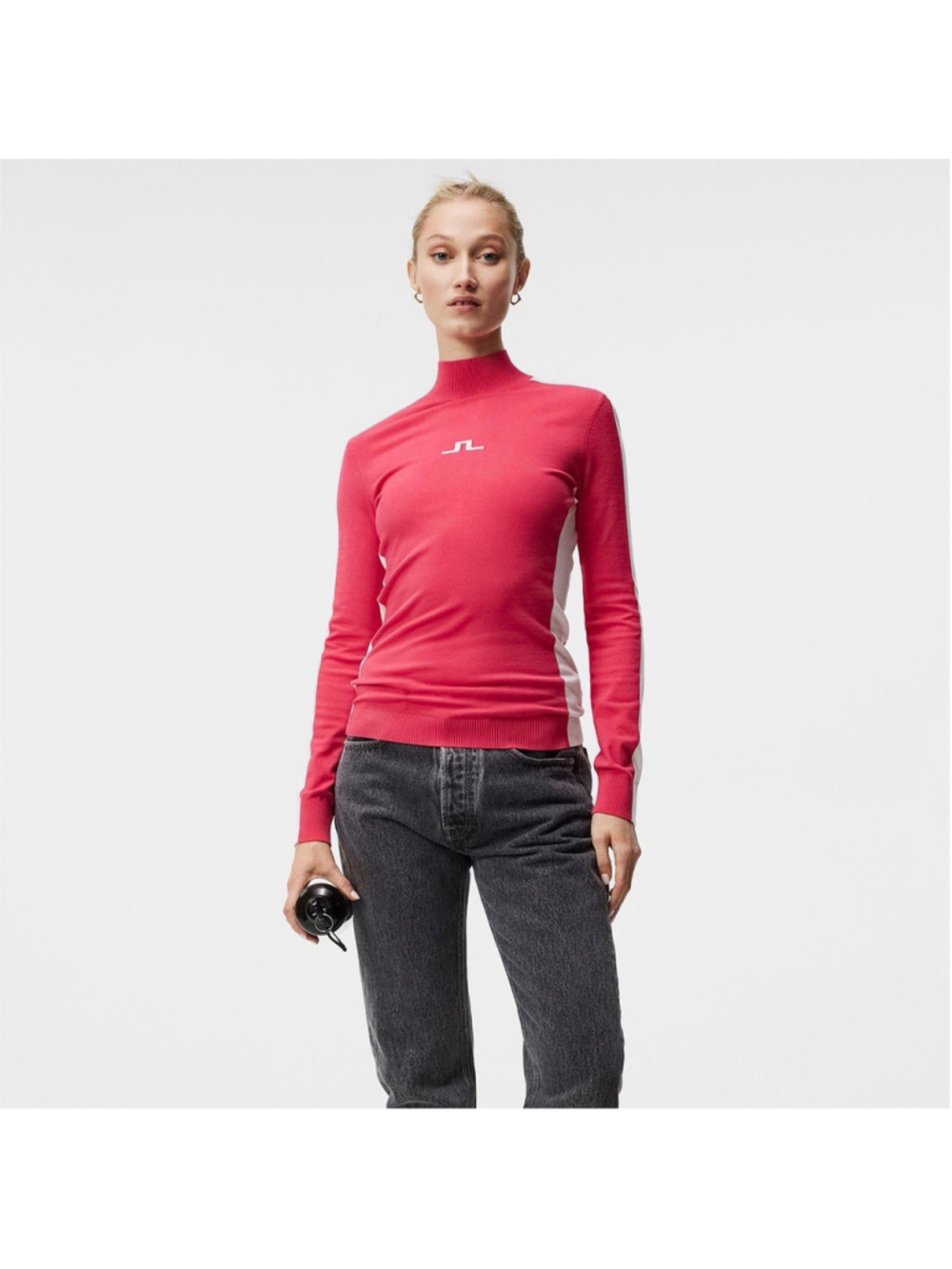 J.Lindeberg NWT Adia Golf Sweater Azalea Pink Small Viscose Blend Golf Mock Neck